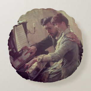 At the Piano Round Cushion
