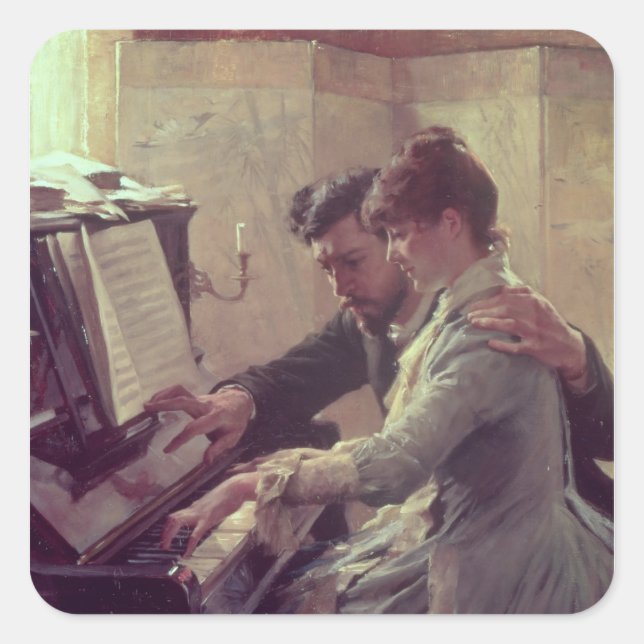 At the Piano Square Sticker (Front)