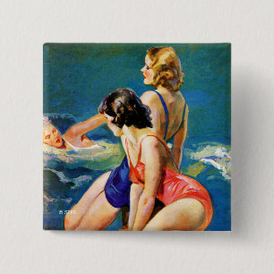 At the Pool 15 Cm Square Badge