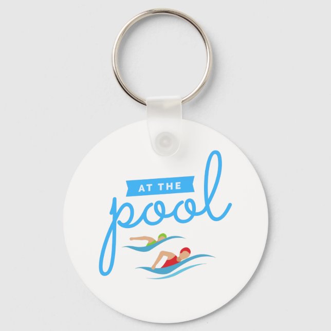 At the pool  classic round  key ring (Front)