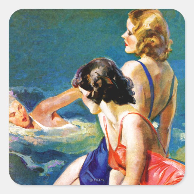 At the Pool Square Sticker (Front)