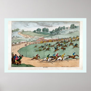 At The Race Track Vintage Horse Racing Poster