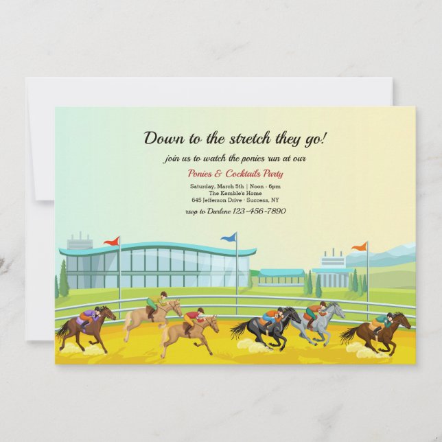 At The Racetrack Horse Racing Party Invitation (Front)