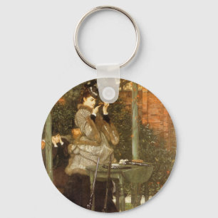 At the Rifle Range by James Tissot, Vintage Art Key Ring