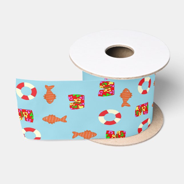 At the sea pattern satin ribbon (Spool)