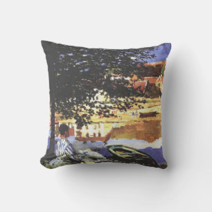 At the Seine at Bennecourt - Claude Monet - c1900 Cushion