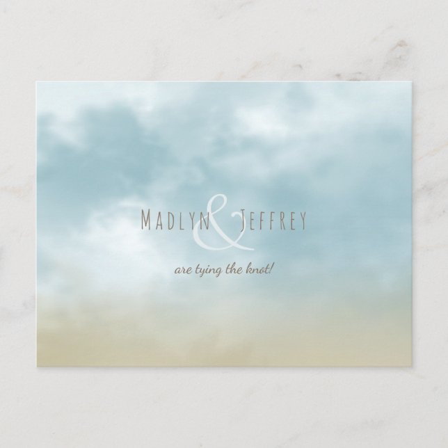 At the shore ocean beach wedding save the date announcement postcard (Front)