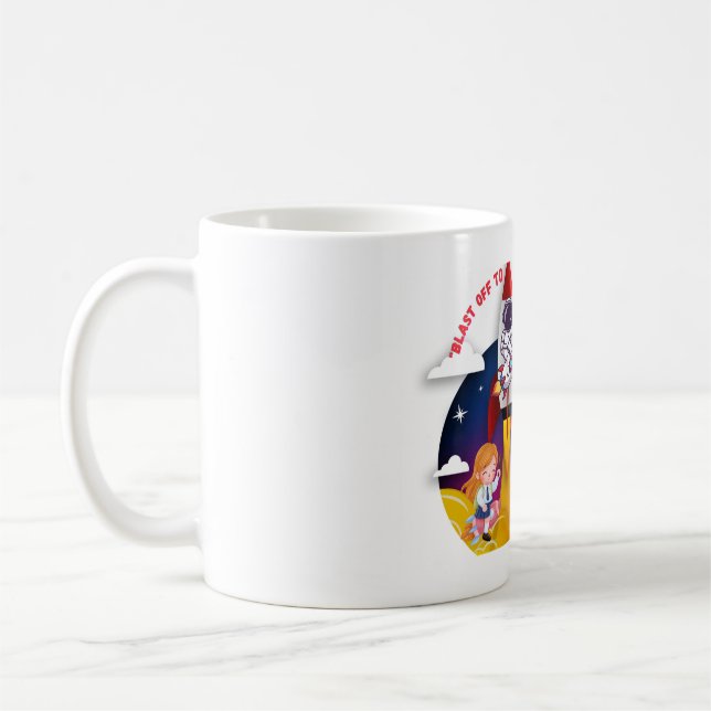 At the Speed of Light – Space Rocket Astronaut Edu Coffee Mug (Left)