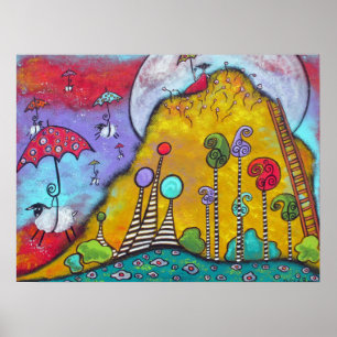 At The Top Of Magic Mountain Original Art Poster
