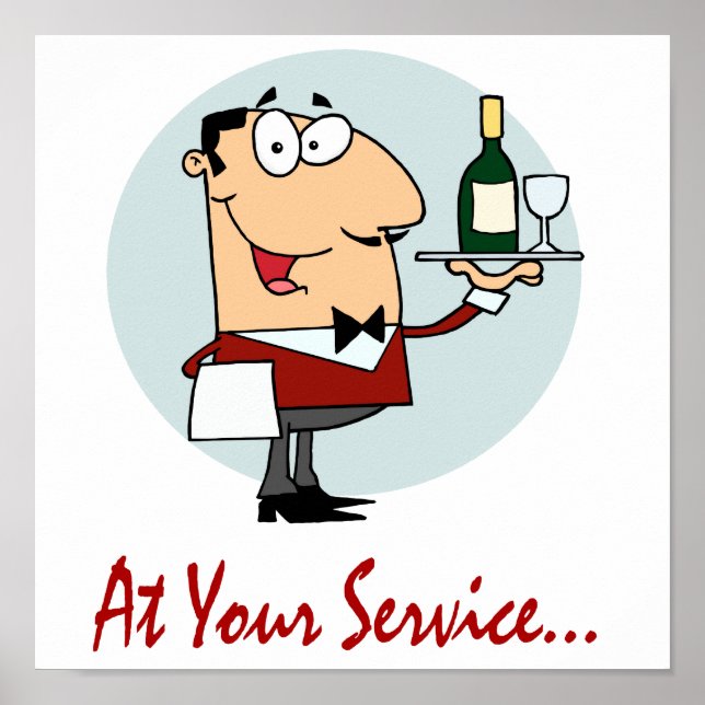 at your service funny butler character poster (Front)