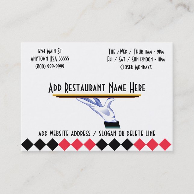 At Your Service Restaurant Business Cards (Front)