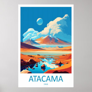 Atacama Desert Chile Travel Poster Vintage Ski
