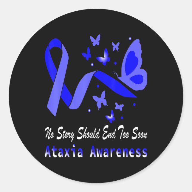 Ataxia Awareness Butterfly Support T-Shirt75  Classic Round Sticker (Front)