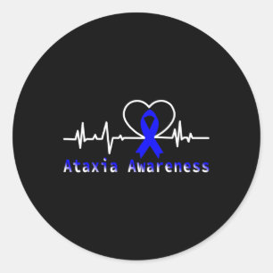 Ataxia Awareness Heartbeat Warrior Support Classic Round Sticker