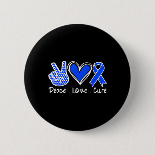 Ataxia Awareness Month Blue Ribbon Peace Love Cure 6 Cm Round Badge