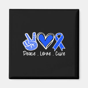 Ataxia Awareness Month Blue Ribbon Peace Love Cure Magnet