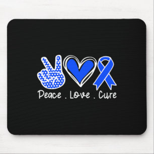 Ataxia Awareness Month Blue Ribbon Peace Love Cure Mouse Pad