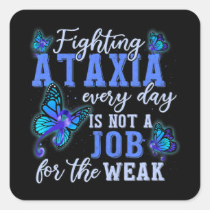 Ataxia Awareness Peace Love Hope We Wear Blue T-Sh Square Sticker