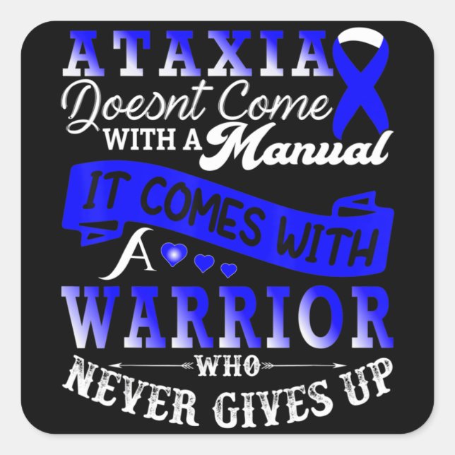 Ataxia Awareness Warrior Family Support T-Shirt34  Square Sticker (Front)