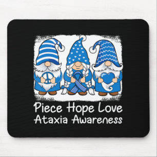 Ataxia Support gnomes with ribbon Blue Ataxia Awar Mouse Pad