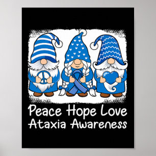 Ataxia Support Gnomes With Ribbon Blue Ataxia Awar Poster