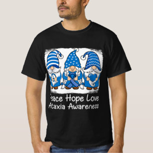 Ataxia Support gnomes with ribbon Blue Ataxia Awar T-Shirt