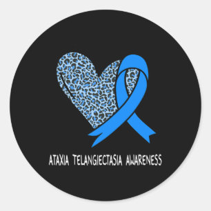 Ataxia Telangiectasia Awareness Blue Ribbon  Classic Round Sticker