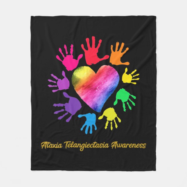 Ataxia Telangiectasia Awareness Hands Ataxia Telan Fleece Blanket (Front)