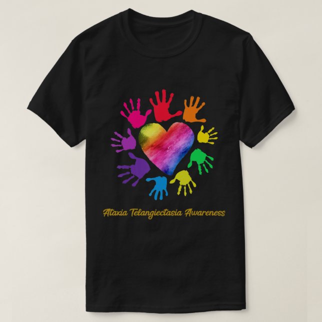 Ataxia Telangiectasia Awareness Hands Ataxia Telan T-Shirt (Design Front)