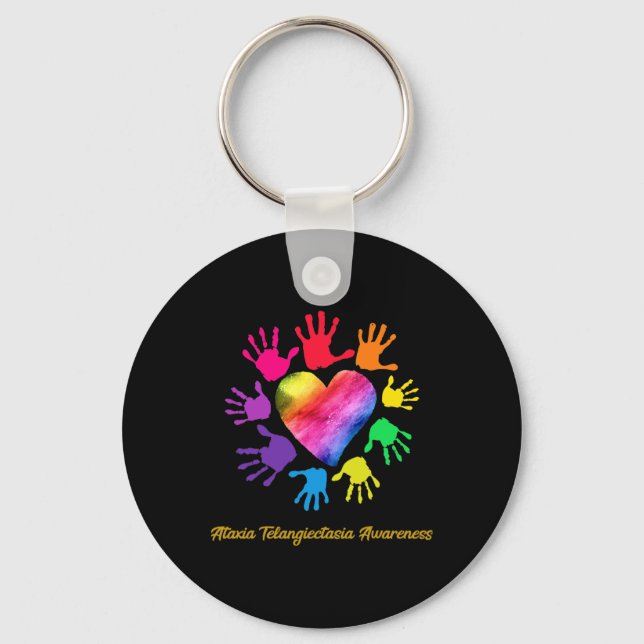 Ataxia Telangiectasia Awareness Peace Love Hope Bl Key Ring (Front)