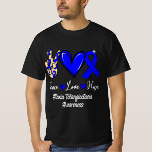 Ataxia Telangiectasia Awareness Peace Love Hope Bl T-Shirt