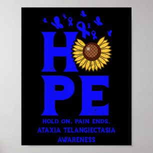 Ataxia Telangiectasia Blue Hope Vintage Sunflower Poster