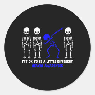 Ataxia Warrior Blue Ribbon Awareness Disease Hallo Classic Round Sticker