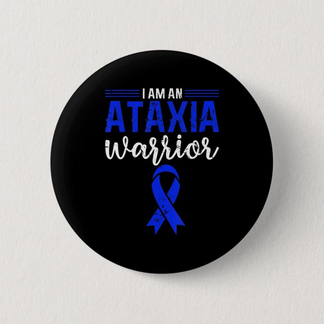 Ataxia Warrior Blue Ribbon Impaired Coordination A 6 Cm Round Badge (Front)