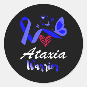 Ataxia Warrior Butterfly Awareness Support Classic Round Sticker