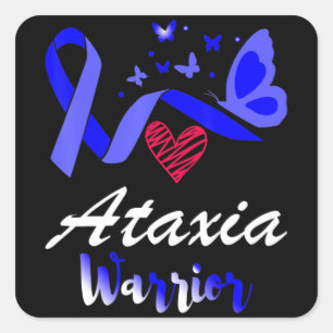 Ataxia Warrior Butterfly Awareness Support T-Shirt Square Sticker
