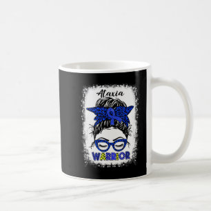 Ataxia Warrior Messy Bun Blue Ribbon Women Ataxia Coffee Mug