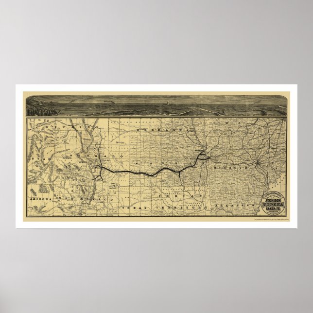Atchison Topeka Santa Fé Railroad Map 1880 Poster (Front)