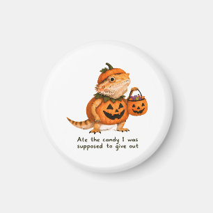 Ate The Candy Pumpkin Bearded Dragon Art Magnet