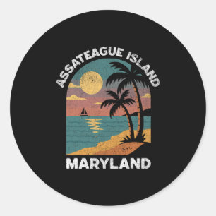 Ateague Island Maryland Vintage Sunset Souvenir  Classic Round Sticker