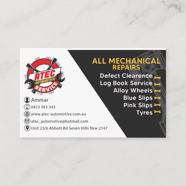 ATEC Automotive Business Business Card (Front)
