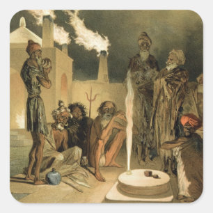 Ateseh-Gah, Indians Devoted to the Cult of Fire, B Square Sticker