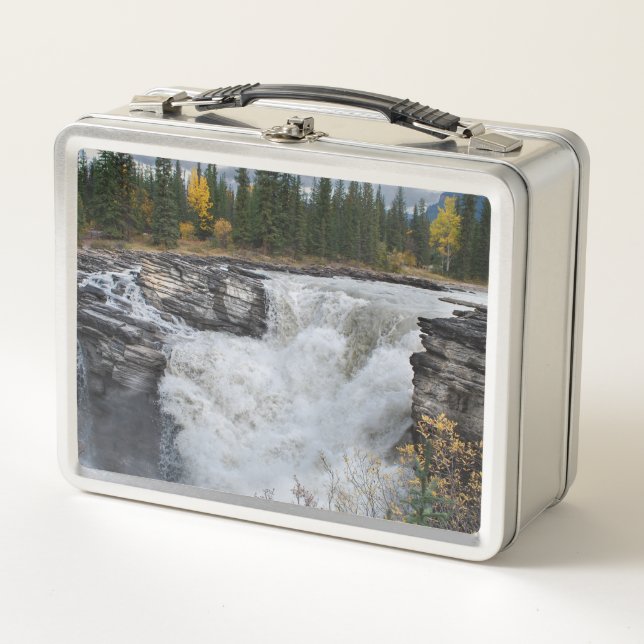 Athabasca Falls, Canadian Waterfall Photography Metal Lunch Box (Front)
