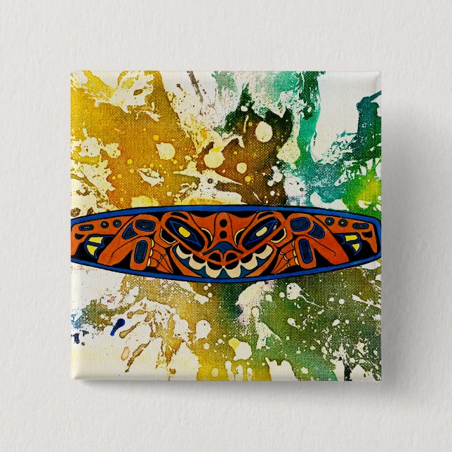 Athabascan Totem by Michael Moffa 15 Cm Square Badge (Front)