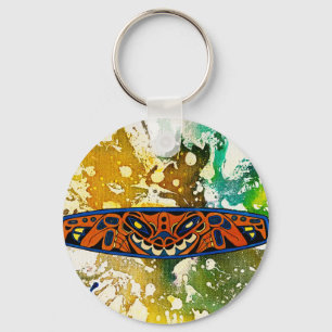 Athabascan Totem by Michael Moffa Key Ring