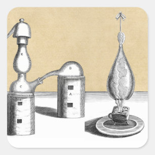 Athanor Alchemy Furnace and Alembic Flask Square Sticker