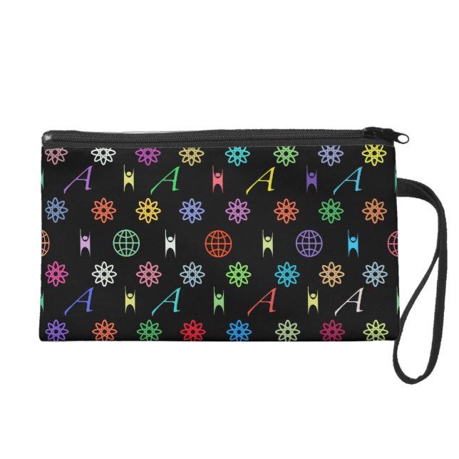Atheism Monogram (bright on black) Wristlet Bag (Front)