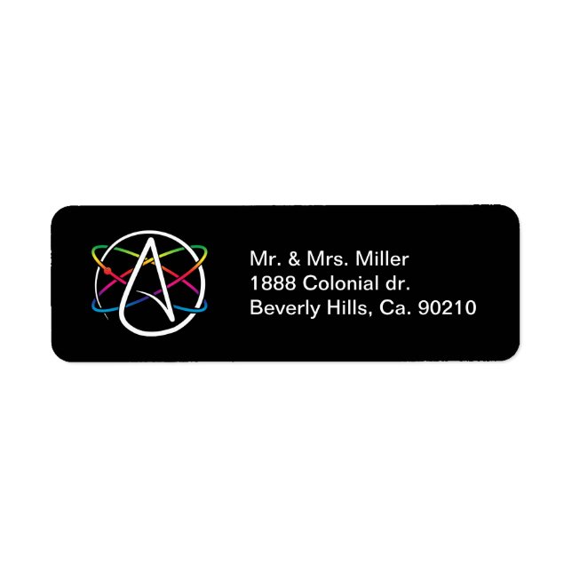 Atheist Atom Rainbow Return Address Label (Front)