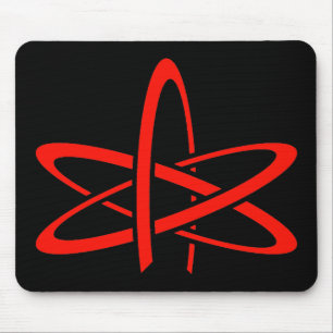 Atheist Atom (Red on Black) Mouse Pad