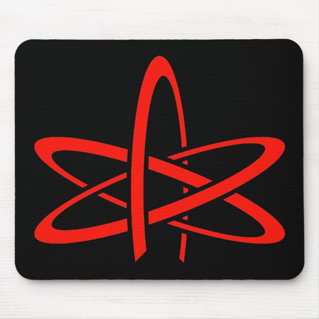 Atheist Atom (Red on Black) Mouse Pad (Front)